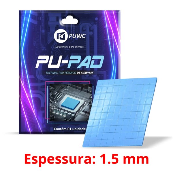 Thermal Pad Dissipador Térmico - Espessura 1.0mm - Tamanho 10x10cm - 4.5w/mk - Cortado 1x1cm - Power UP