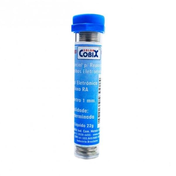 Fio de Solda Estanho Tubinho 63x37 1.0mm 22G - 1 Unidade - COBIX