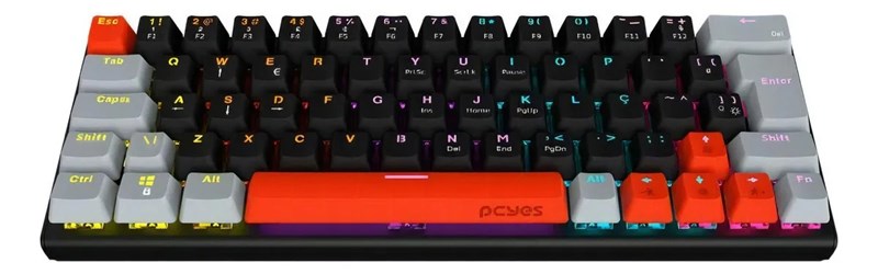 Teclado Mecânico Kuromori Black Vulcan - Switch Blue - LED Rainbow - 60% Compacto ABNT2 - PTKM60BL - PCYes