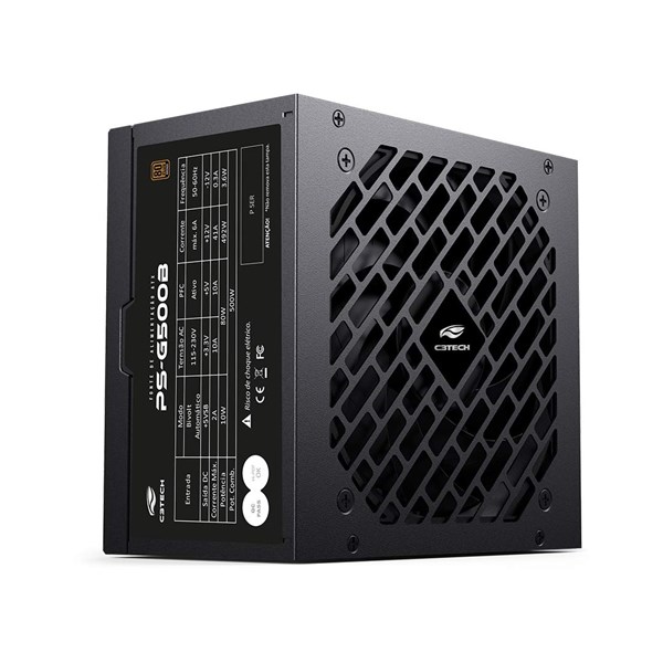 Fonte ATX 500W Gamer 80Plus 80+ Bronze - Sem Cabo - PS-G500B - C3Tech