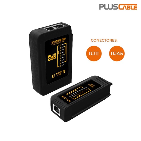 Testador de Cabo de Rede RJ45 e RJ11 - LT-100BK - PlusCable