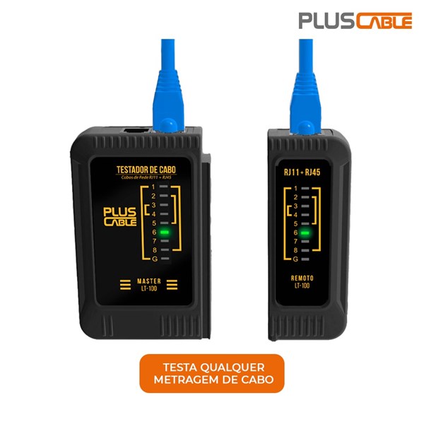 Testador de Cabo de Rede RJ45 e RJ11 - LT-100BK - PlusCable
