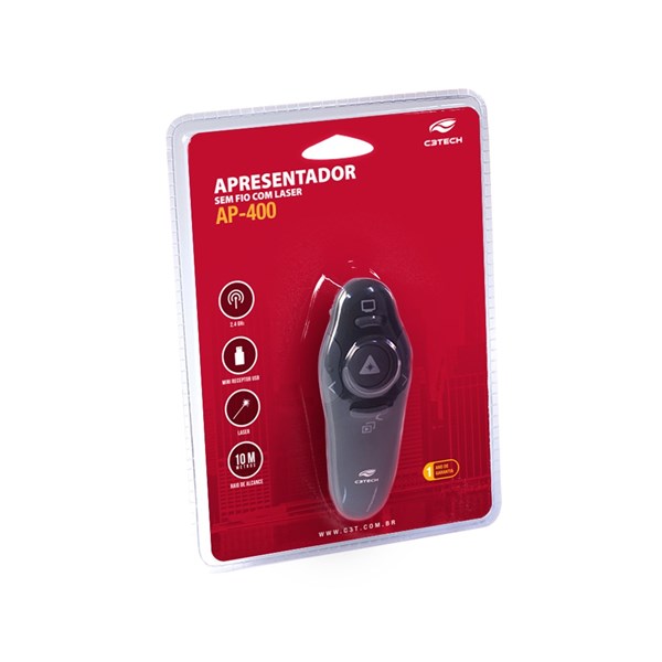 Apresentador Sem Fio Preto - AP-400 BLISTER - C3Tech