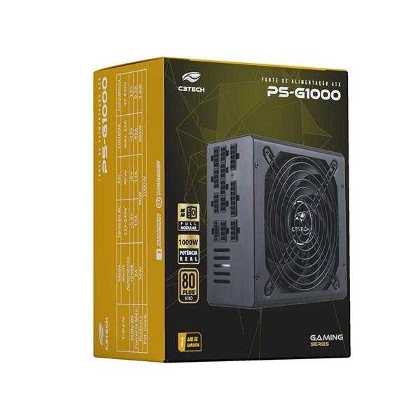 Fonte ATX 1000W Gamer Full Modular 80Plus 80+ GOLD - PS-G1000 - C3Tech