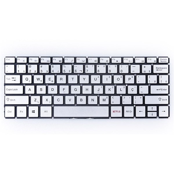 Teclado Para Notebook Multilaser M11W Prime PC301 PC302 PC303 - Sem Moldura - Prata - TC1111
