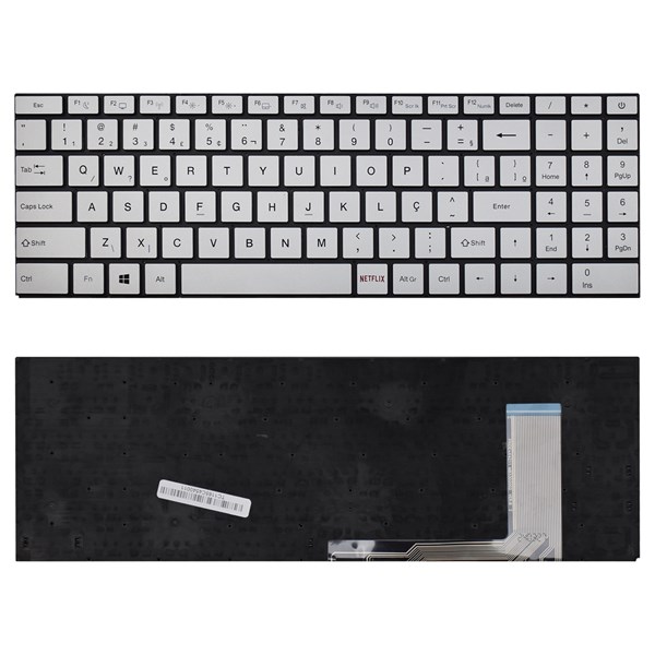 Teclado Para Notebook Multilaser Ultra UB220 UB22X ETPC109 K4211 MB3302002 PN MB3302002 - Prata - Sem Moldura - TC1165