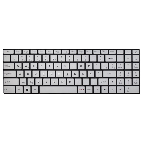 Teclado Para Notebook Multilaser Ultra UB220 UB22X ETPC109 K4211 MB3302002 PN MB3302002 - Prata - Sem Moldura - TC1165