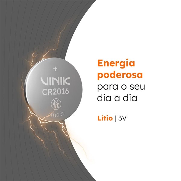 Bateria de Lítio CR2016 3V - VB16B5 - 1 Unidade - VINIK