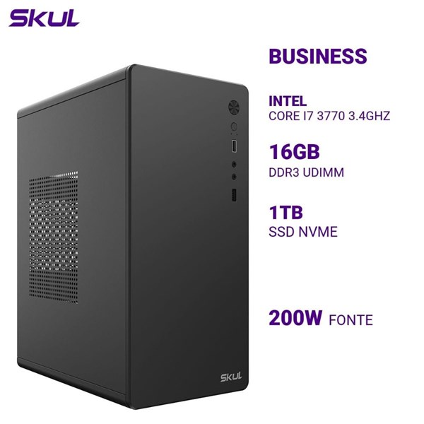 Computador B700 CORE I7 3770 3.4GHZ 16GB DDR3 SSD 1TB NVME Fonte 200W - SKUL