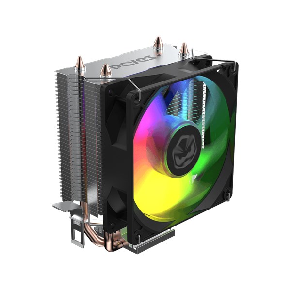 Cooler Para Processador Tundra 90 Black Vulcan LED Rainbow - TDP 115W - LGA 2066 2011 1366 1700 1851 1954 1200 1150 1151 1155 1156 AM4 AM5 - ACTBKA90 - PCYES