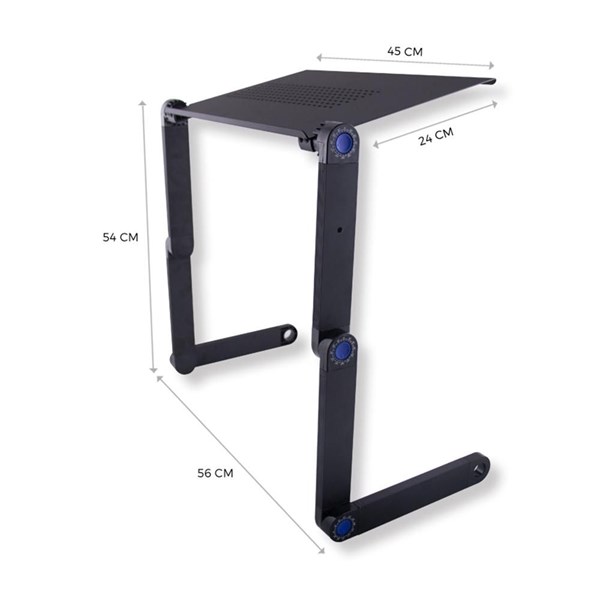 Suporte Articulado e Ajustável Para Notebook - Mesa Para Notebook - Black - Aluminium - Com Mousepad