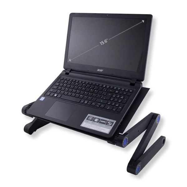 Suporte Articulado e Ajustável Para Notebook - Mesa Para Notebook - Black - Aluminium - Com Mousepad