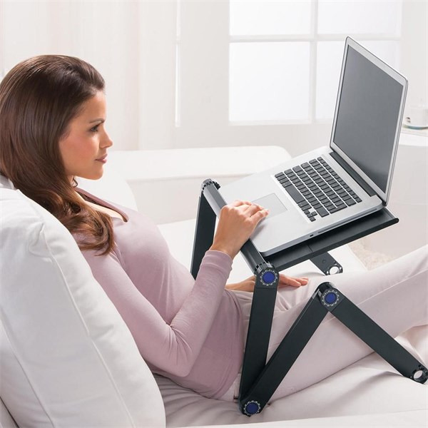 Suporte Articulado e Ajustável Para Notebook - Mesa Para Notebook - Black - Aluminium - Com Mousepad