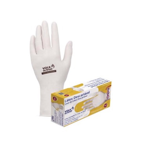 LUVA P LATEX CX C/100 DESCARTÁVEL C/ PÓ VOLK
