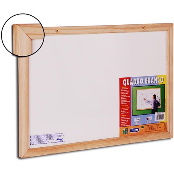 QUADRO BRANCO MOLDURA MADEIRA 70X50CM STANDARD