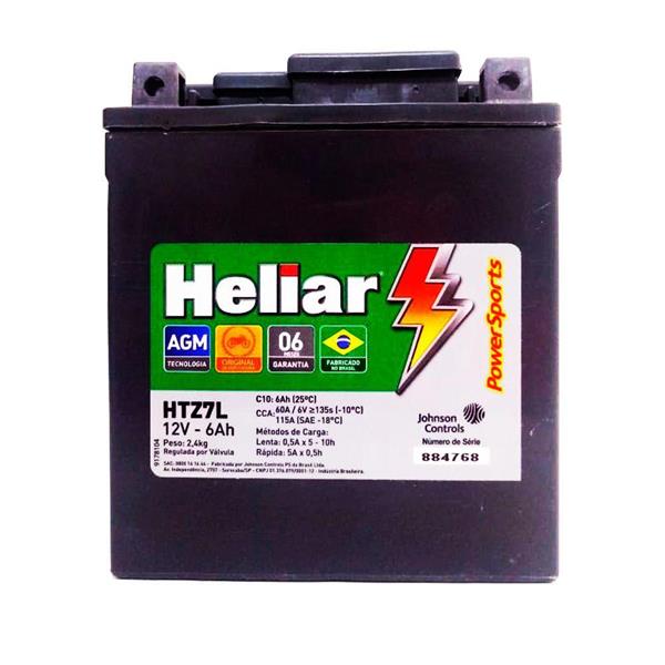 BATERIA 7AMP HTZ7 12V 6 MESES GARANTIA (A BASE DE TROCA) - HELIAR