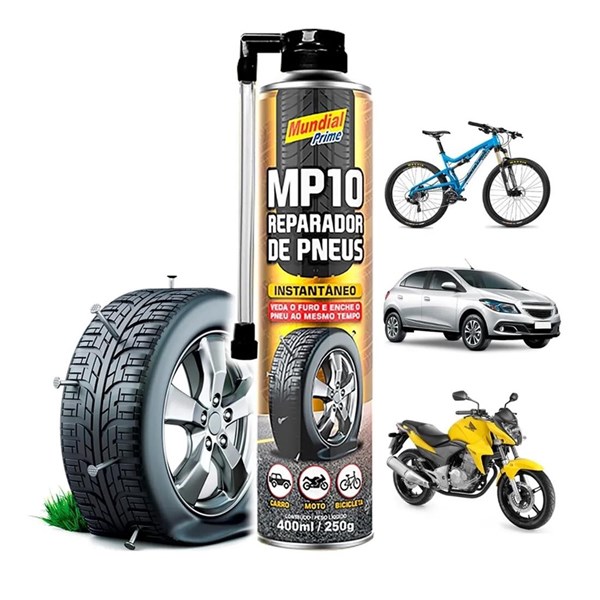 REPARADOR PARA PNEU MOTO/CARRO 400ML (INSTANTANEO) - MUNDIAL PRIME