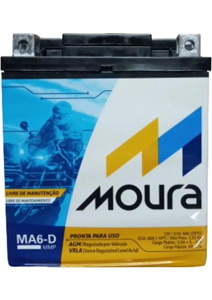 BATERIA MOTO 7AMP- 6-D 12V (A BASE DE TROCA) - MOURA