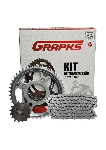 KIT RELAÇAO S/RET. BIZ 110 BIZ 125 POP 100/110  AÇO 1045 - GRAPKS