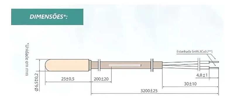 CABO SENSOR DE TEMPERATURA 2M 