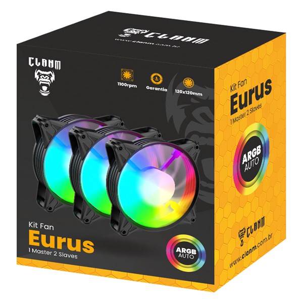 KIT 3 FANS EURUS MASTER/SLAVE RGB