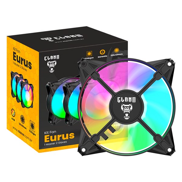 KIT 3 FANS EURUS MASTER/SLAVE RGB