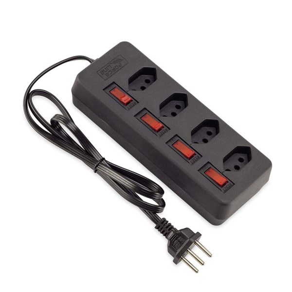 Filtro de Linha Force Line 4 Tomadas Interruptores Independentes Cricuit Breaker 1Metro