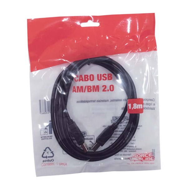 Cabo USB 2.0 x USB A Force Line 1,8Metro