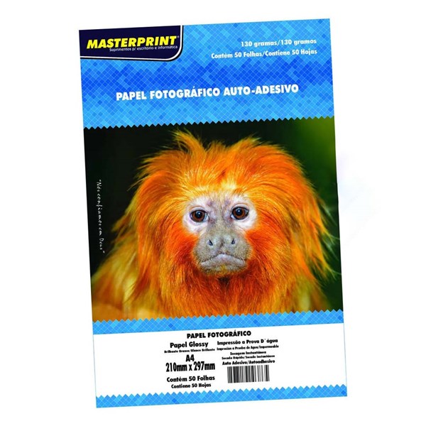 PAPEL FOTOGRFICO MASTERPRINT GLOSSY ADESIVO 108g A4 50 FOLHAS cópia