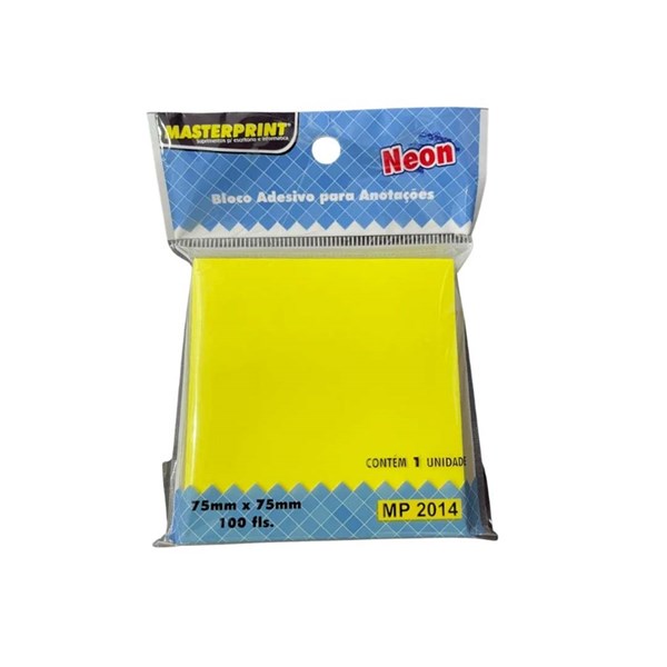 Bloco Notas Adesivas Anotações 75x75MM Amarelo Neon 100folhas