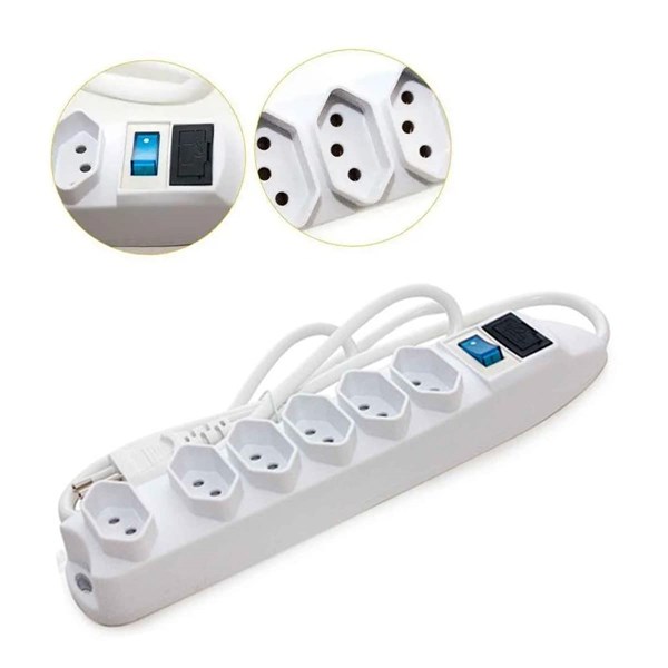 Filtro de Linha Luatek 6 Tomadas com Interruptor 5Metros tripolar