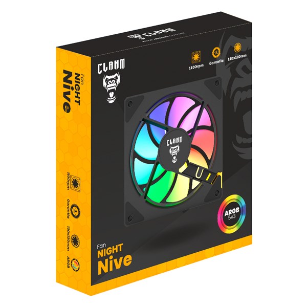 Coooler Fan Nive ARGB Preto 3PIN Clanm
