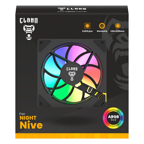Coooler Fan Nive ARGB Preto 3PIN Clanm