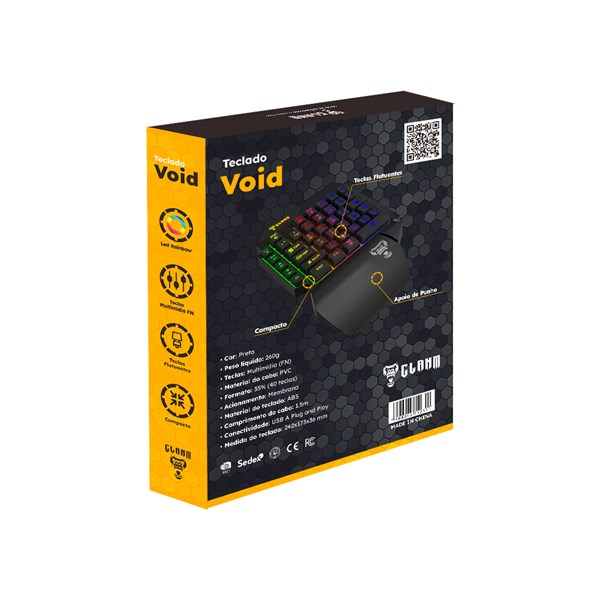 Teclado VOID 35% Com Fio Membrana Clanm 1,5M