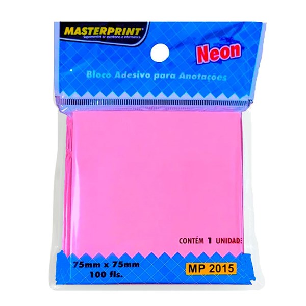 Bloco Notas Adesivas Anotações 75x75MM Rosa Neon 100folhas