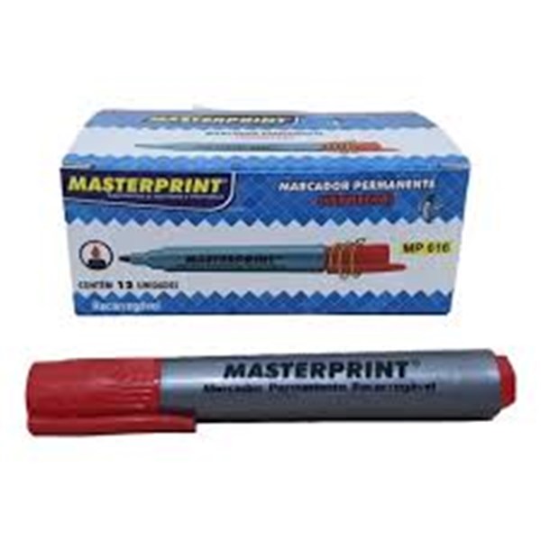 Pincel Marcador Permanente (MP616) Vermelho – CX c/ 12 UN