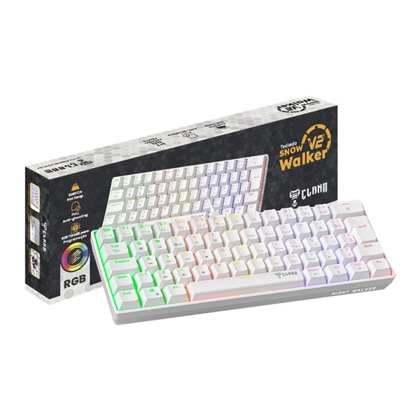 Teclado Mecânico 60% Snow Walker V2 Switch Red CLANM