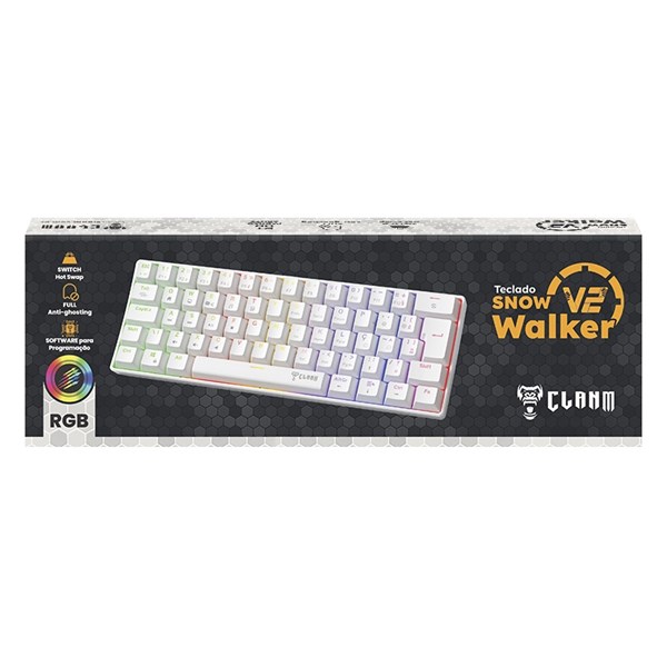 Teclado Mecânico 60% Snow Walker V2 Switch Red CLANM