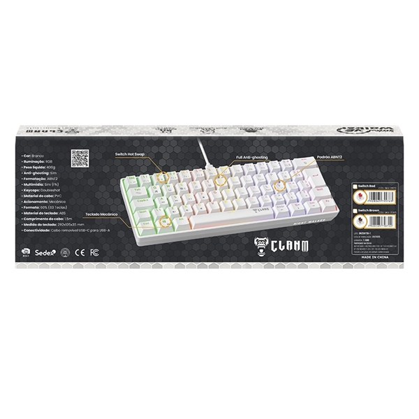 Teclado Mecânico 60% Snow Walker V2 Switch Red CLANM