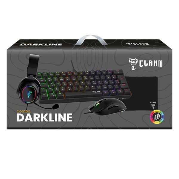 Kit Gamer Darkline Headset + Mouse + Teclado + Mousepad Clanm