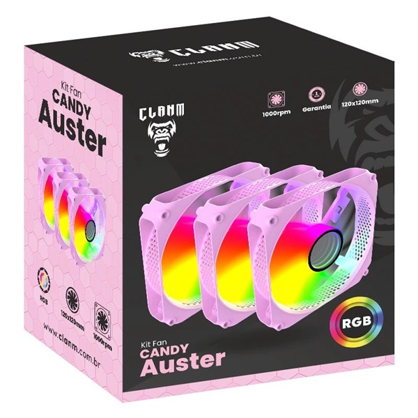 Kit 3 Fans Cooler Auster Candy Clanm Molex 4pin