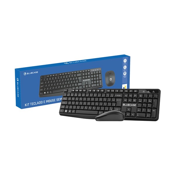 Kit Teclado e Mouse Sem Fio Bluecase ABNT2 BMTW01 Preto Pilha cópia cópia cópia