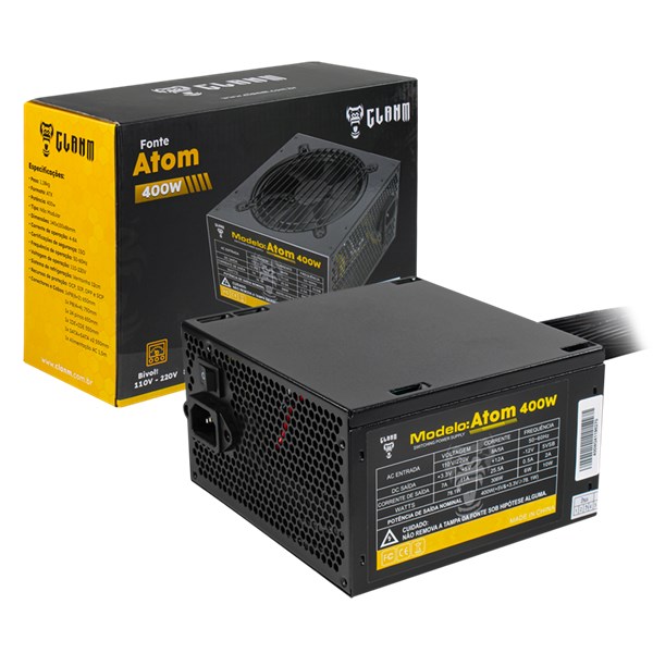Fonte Gamer PFC Ativo ATOM 400W Clanm
