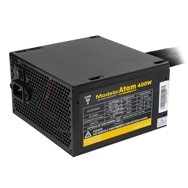 Fonte Gamer PFC Ativo ATOM 400W Clanm