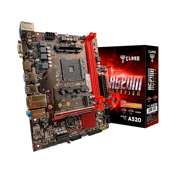 Placa Mãe A520M Titanium AM4 DDR4 M.2 NVMe Clanm