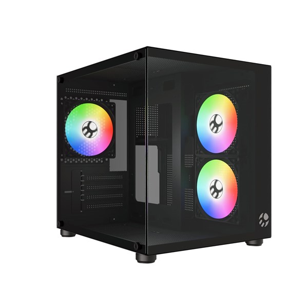 Gabinete Aquario BG-064 Pure Pro Preto Bluacase 3 Fans Rainbow Vidro USB 3.0 M-ATX ITX