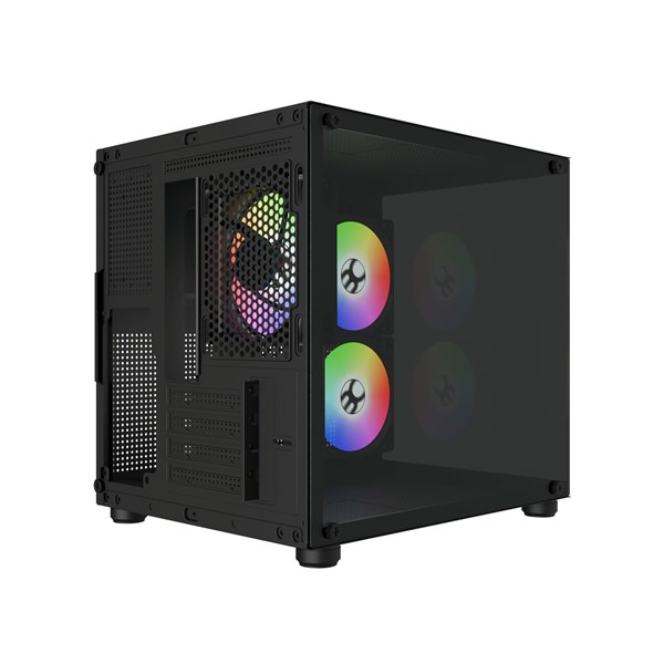 Gabinete Aquario BG-064 Pure Pro Preto Bluacase 3 Fans Rainbow Vidro USB 3.0 M-ATX ITX