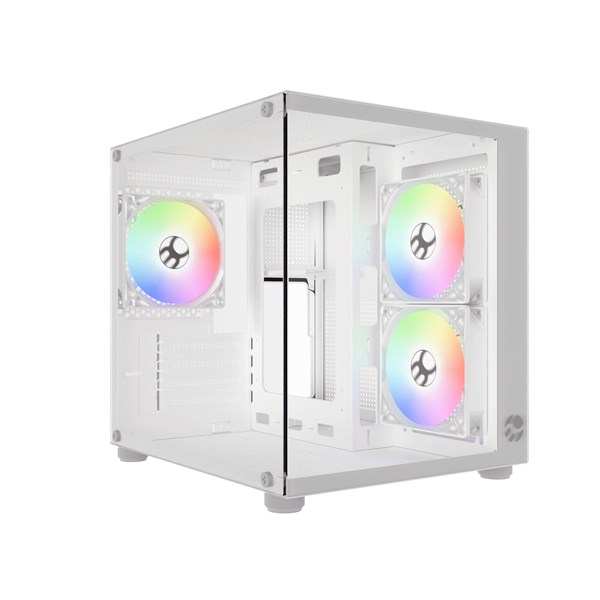 Gabinete Aquario BG-064 Pure Pro Branco Blucase 3 Fans Rainbow Vidro USB 3.0 M-ATX ITX