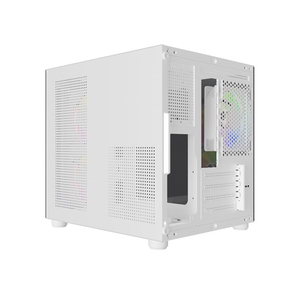 Gabinete Aquario BG-064 Pure Pro Branco Blucase 3 Fans Rainbow Vidro USB 3.0 M-ATX ITX
