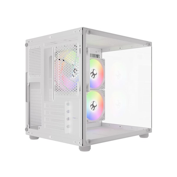 Gabinete Aquario BG-064 Pure Pro Branco Blucase 3 Fans Rainbow Vidro USB 3.0 M-ATX ITX